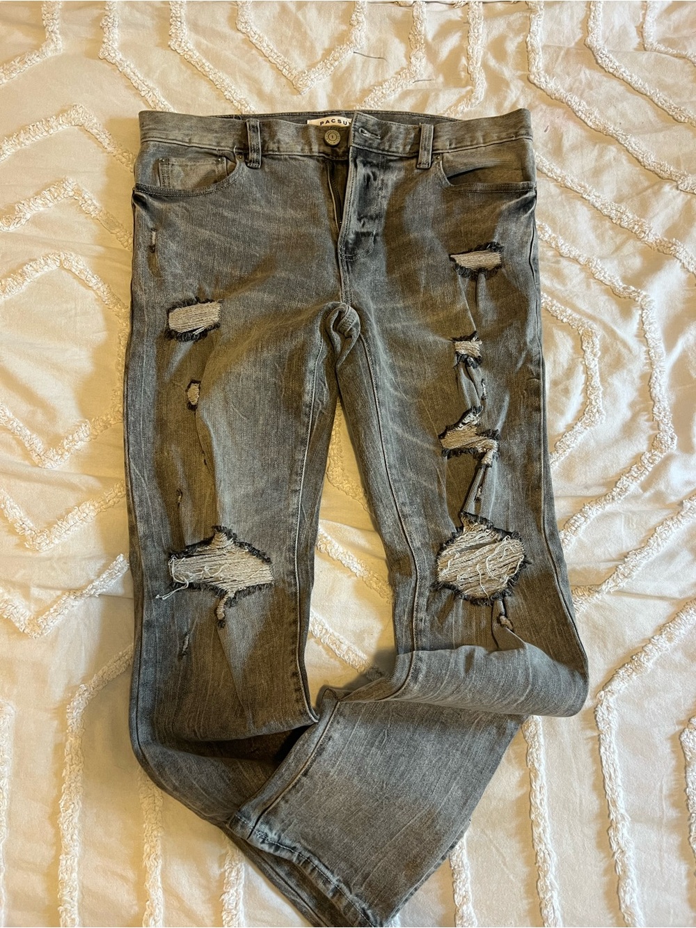 PacSun Men's Skinny Ripped Gray Jeans